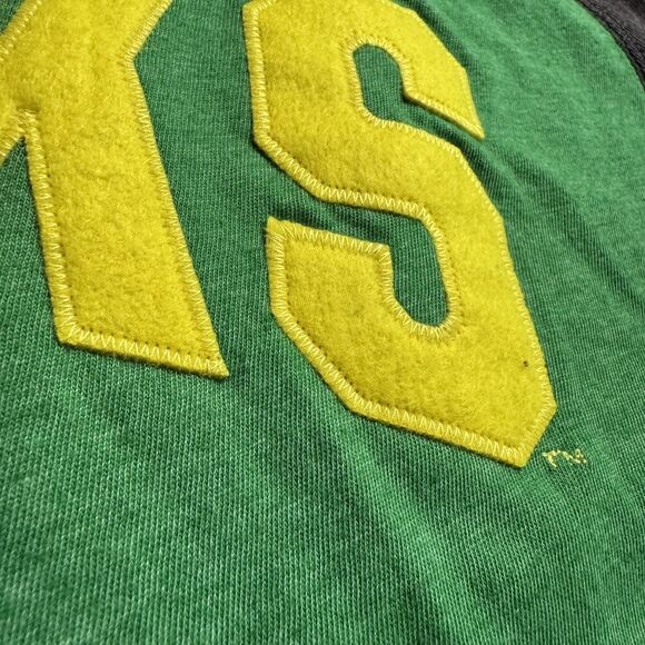 Oregon Ducks Logo LS Raglan Hooded Tee Men’s XXL Green Gray Soft Box Seats NWT - Picture 3 of 12